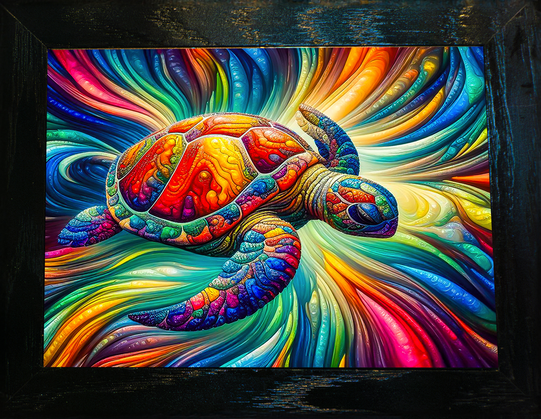Ocean Vibes sea turtle ceramic tile tropical wall art for small spaces | Beach Hut Decor