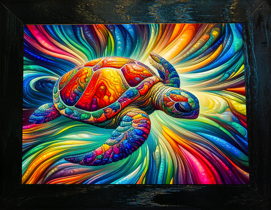 Ocean Vibes sea turtle ceramic tile tropical wall art for small spaces | Beach Hut Decor