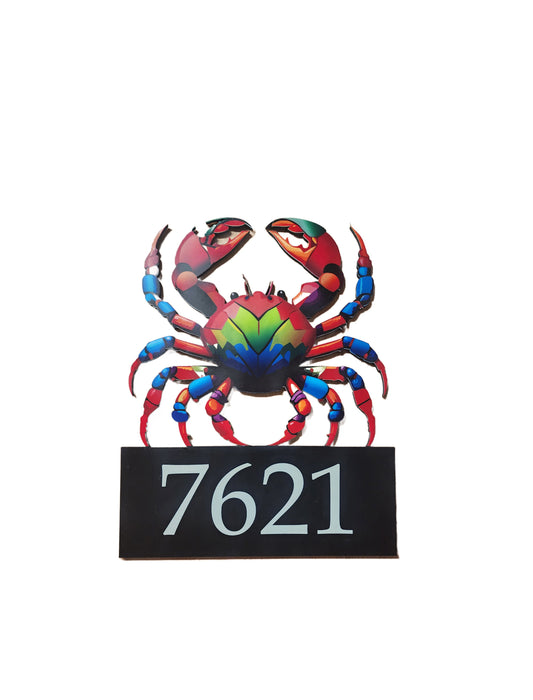 Custom crab address sign for an aloha entryway | Beach Hut Decor