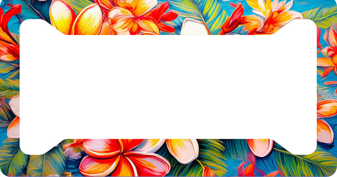 Red Plumeria Tropical License Plate Cove image 3