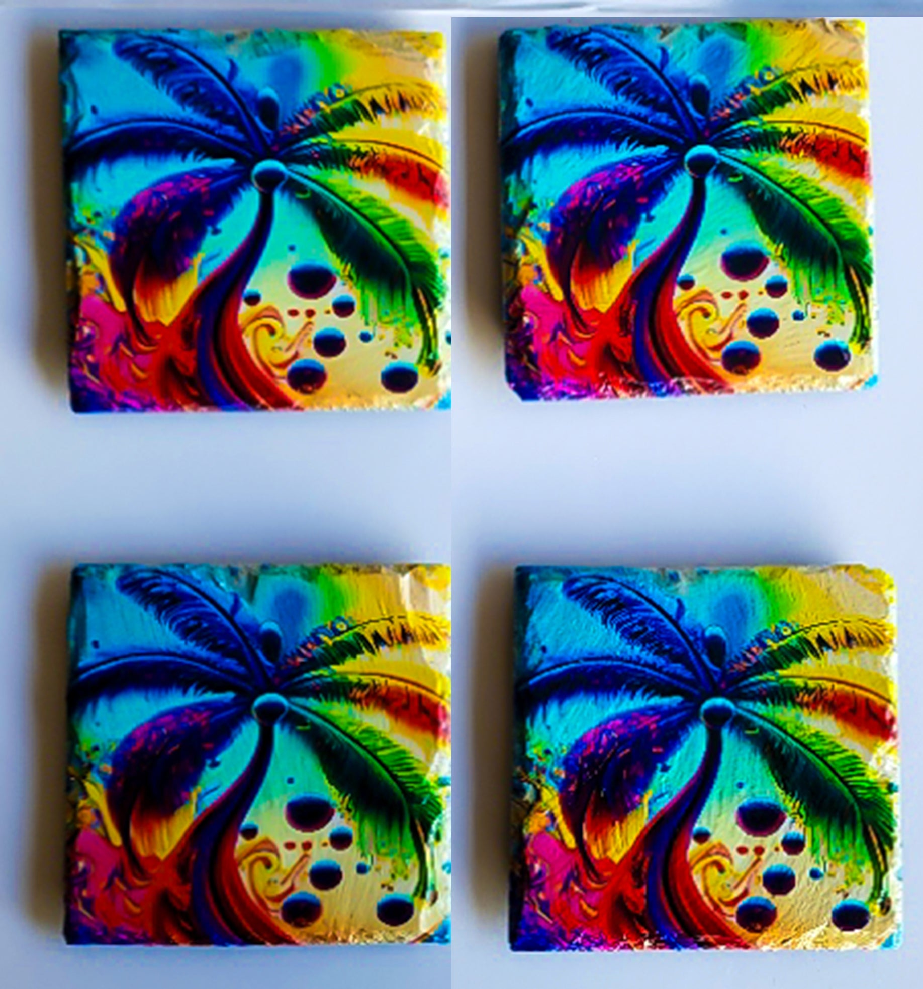 Palm Tree Coasters for Drinks Absorbent Set of 4 Tropical Beach Houe Warming image 1