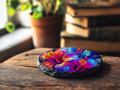 Tropical Hibiscus Slate Coaster image 1