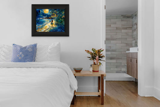 Gazing at the Moonlit Sky - Ceramic, Canvas,Metal, Acrylic image 0