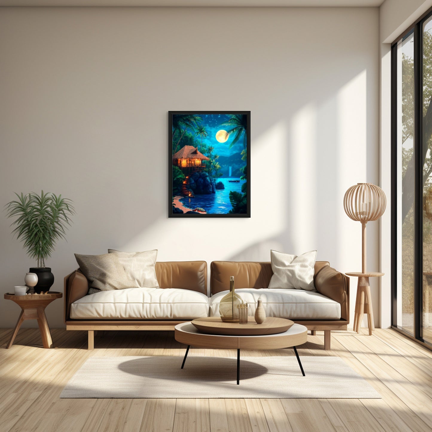 Dreams of My Paradise -  - Stunning artwork of a moonlit ropical paradise image 2