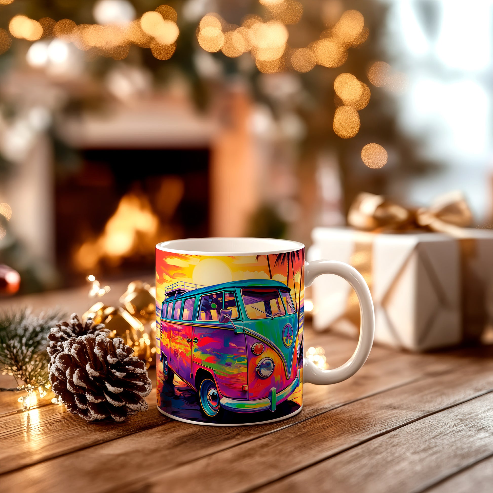 Retro Surf Bus Mug - Vibrant and nostalgic coffee mug featuring a retro van image 0