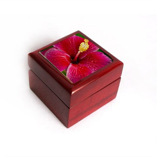 Hibiscus Red Island Ring Box image 0