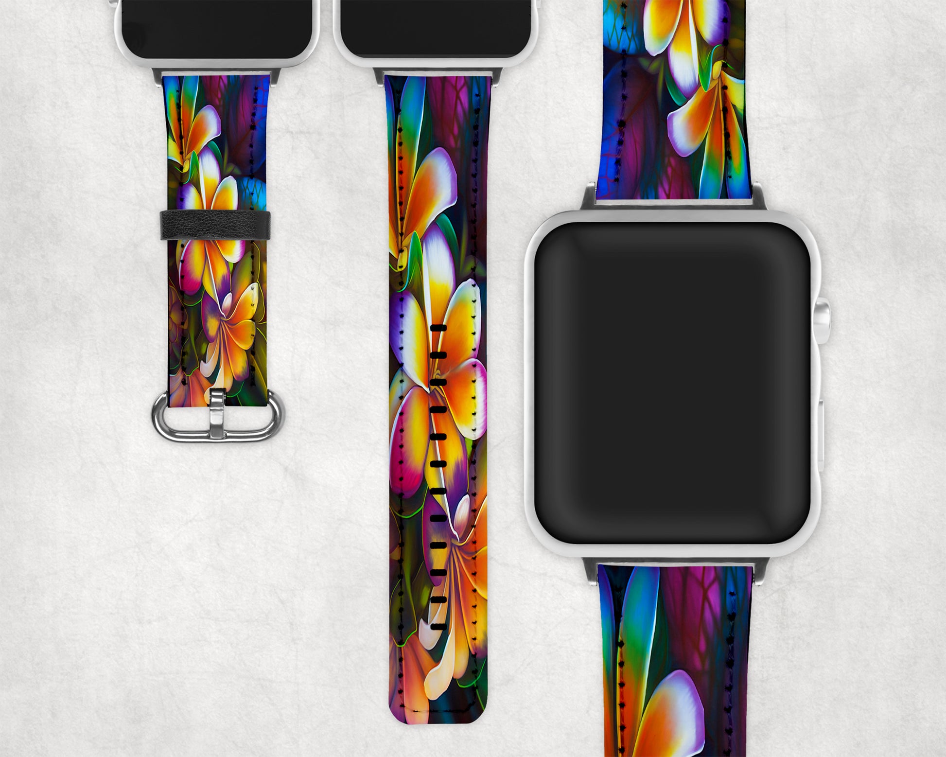 Tropical Floral Leather Watch Bands for Apple and Samsung image 1