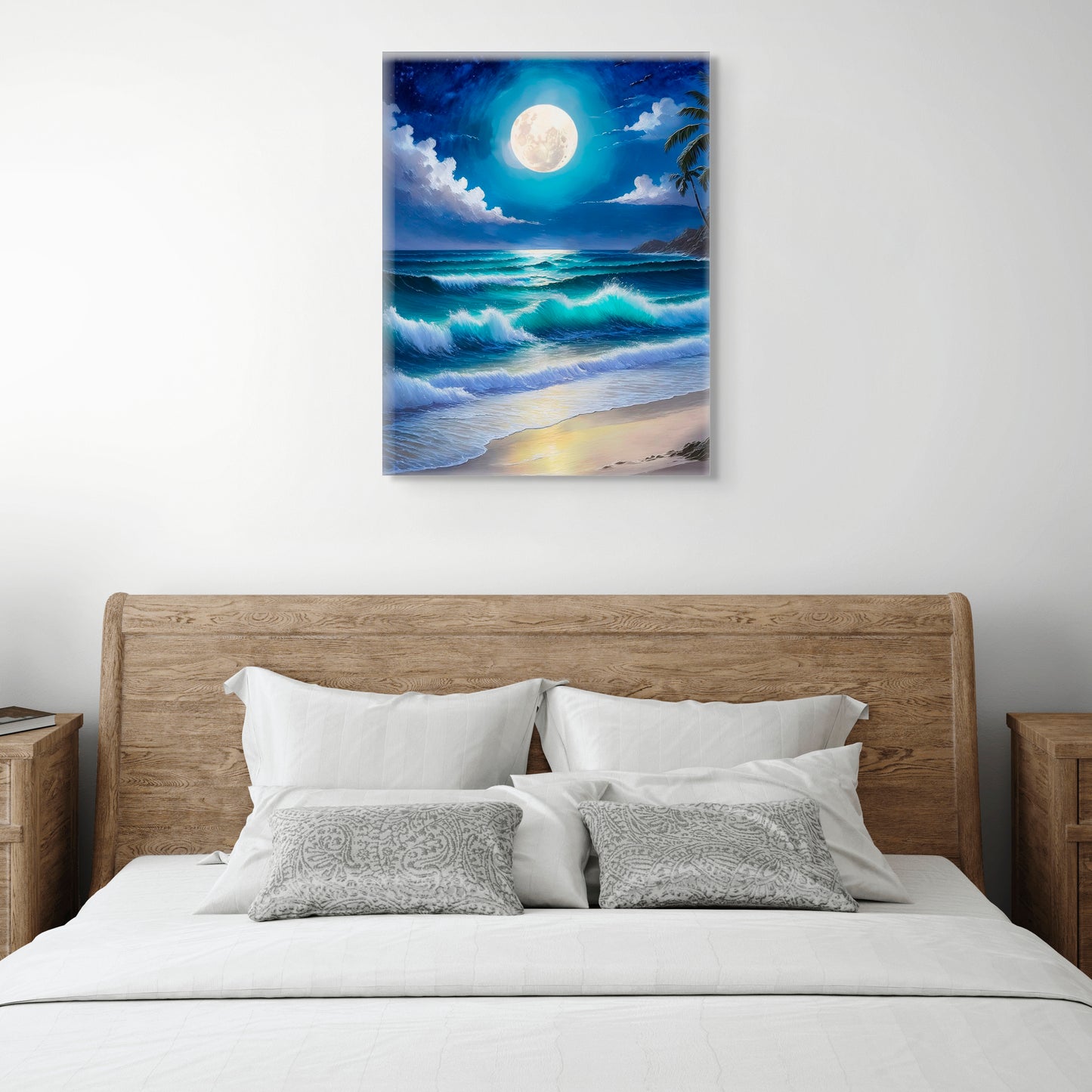 Night in Paradise - Captivating ocean waves under a luminous full moon. image 2