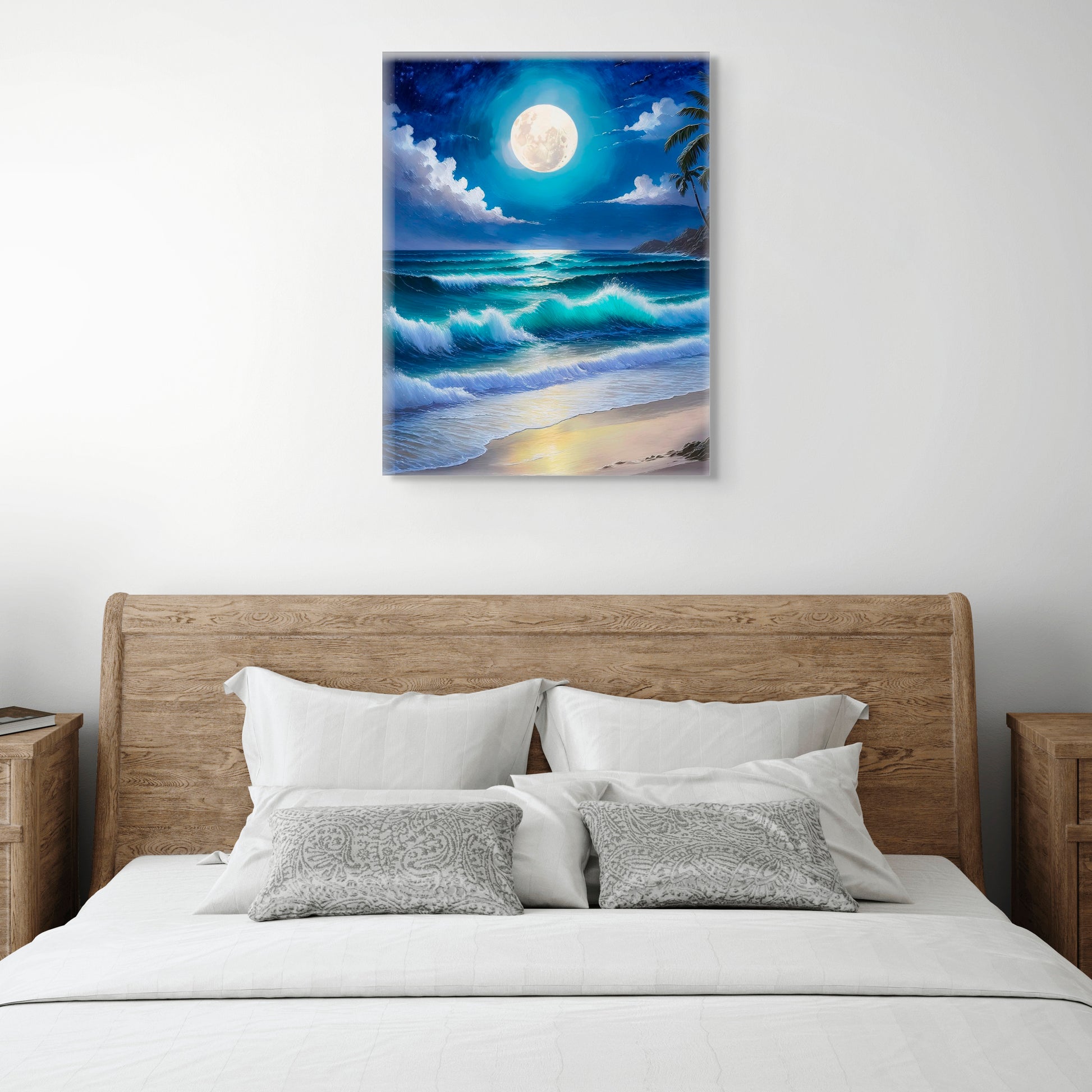 Night in Paradise - Captivating ocean waves under a luminous full moon. image 2