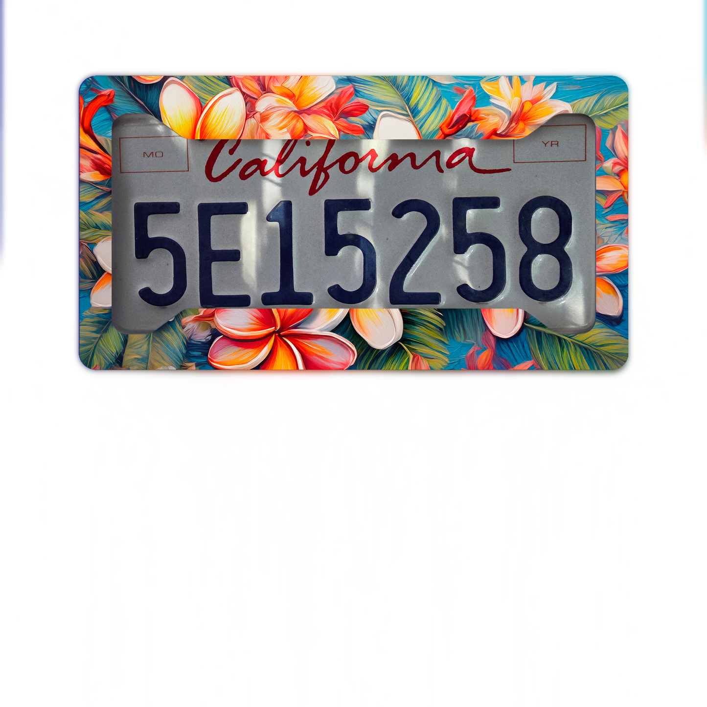 Red Plumeria Tropical License Plate Cove image 2