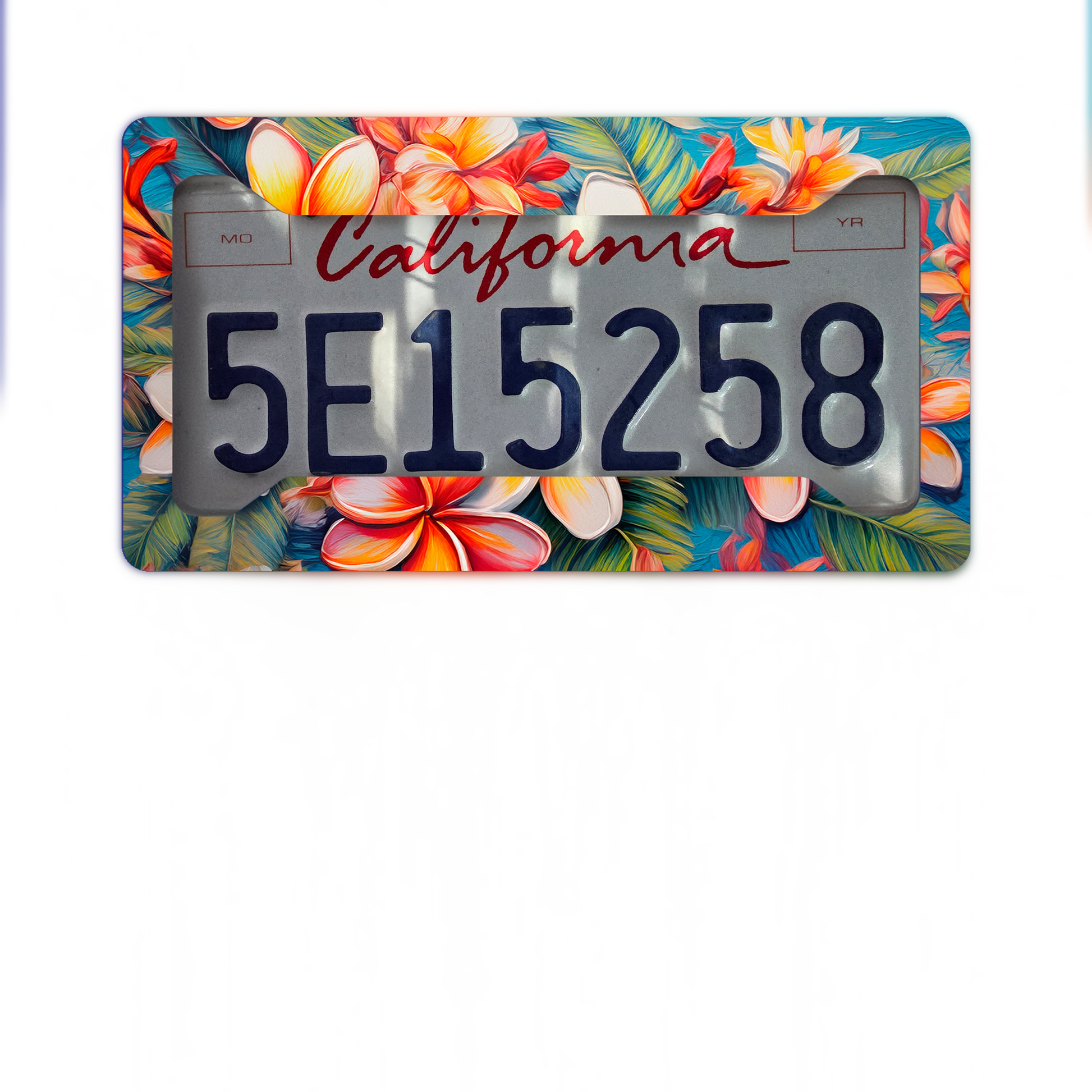 Red Plumeria Tropical License Plate Cove image 2