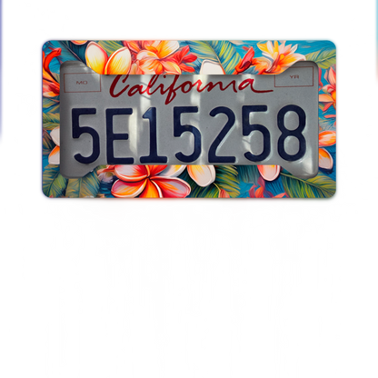 Red Plumeria Tropical License Plate Cove image 2