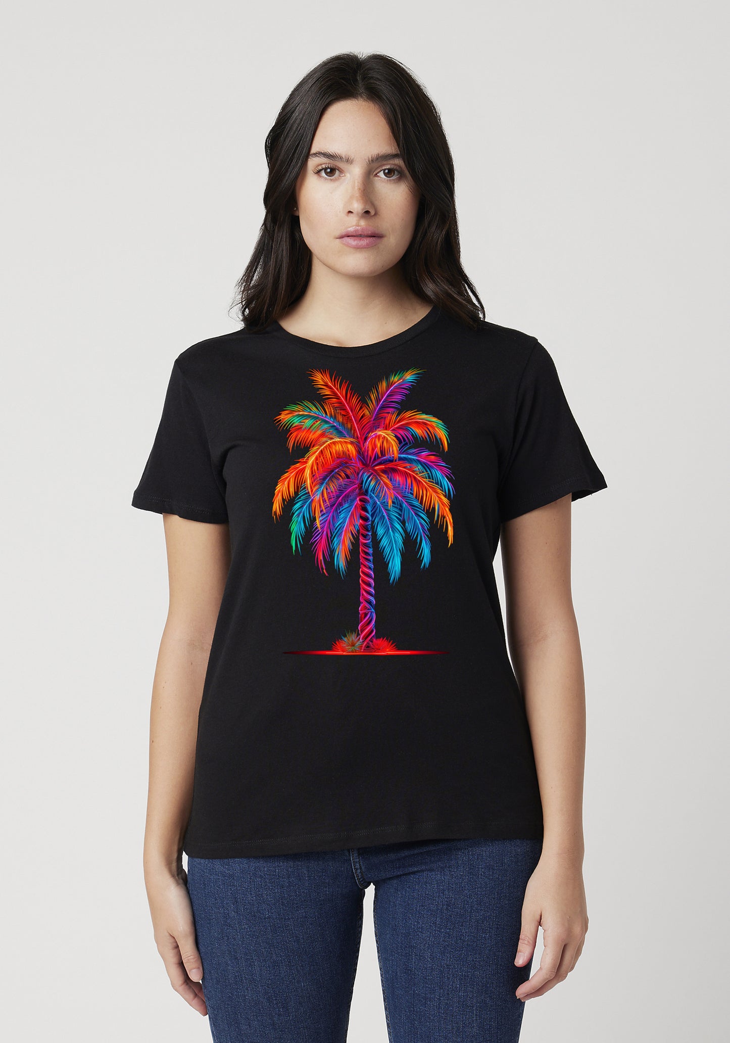 Catch the Tropical Vibe with Our Neon Palm Tree T-Shirt! 🌴🌺✨ image 0