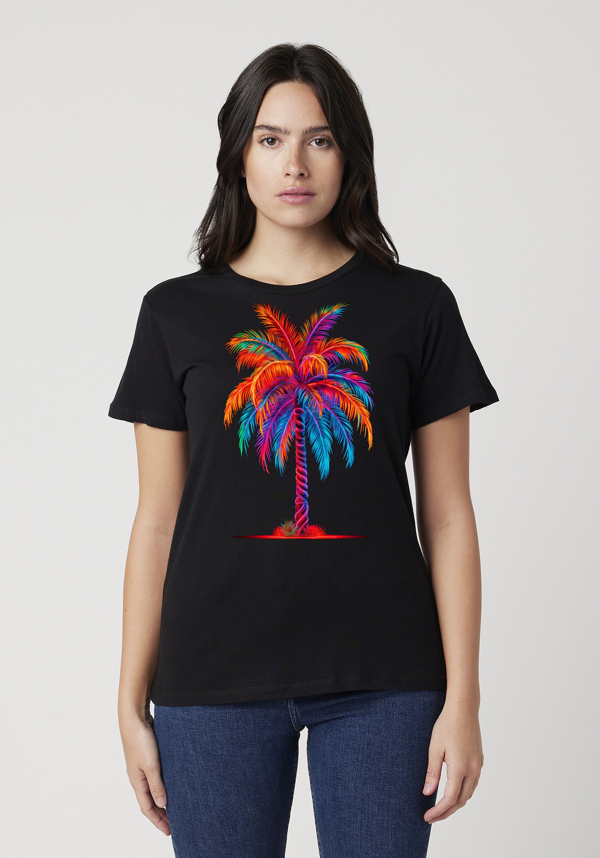 Catch the Tropical Vibe with Our Neon Palm Tree T-Shirt! 🌴🌺✨ image 0