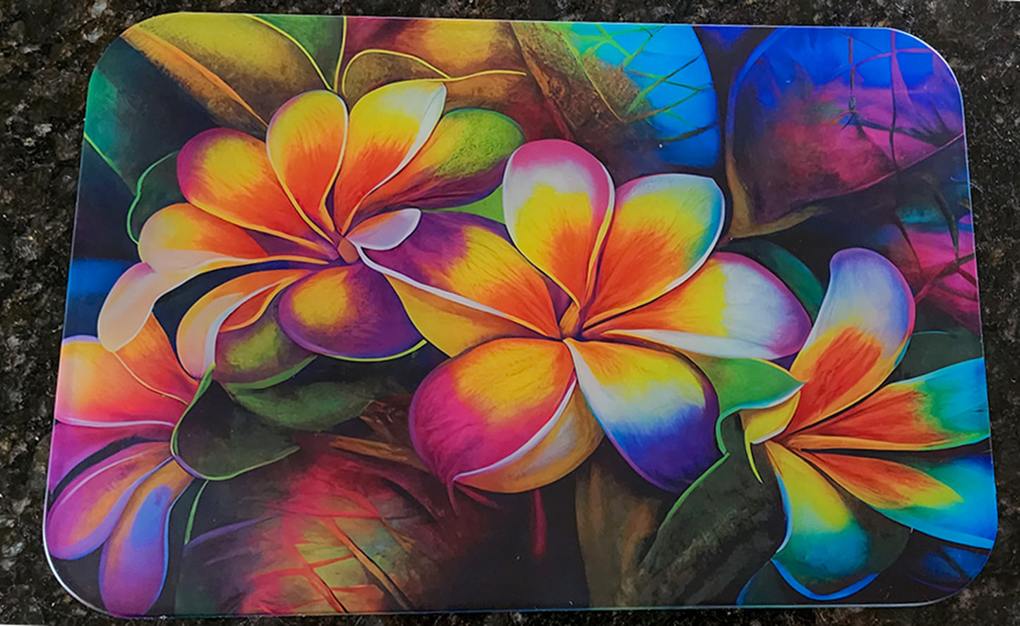 Coastal Plumeria Floral Decor Cutting Board image 1