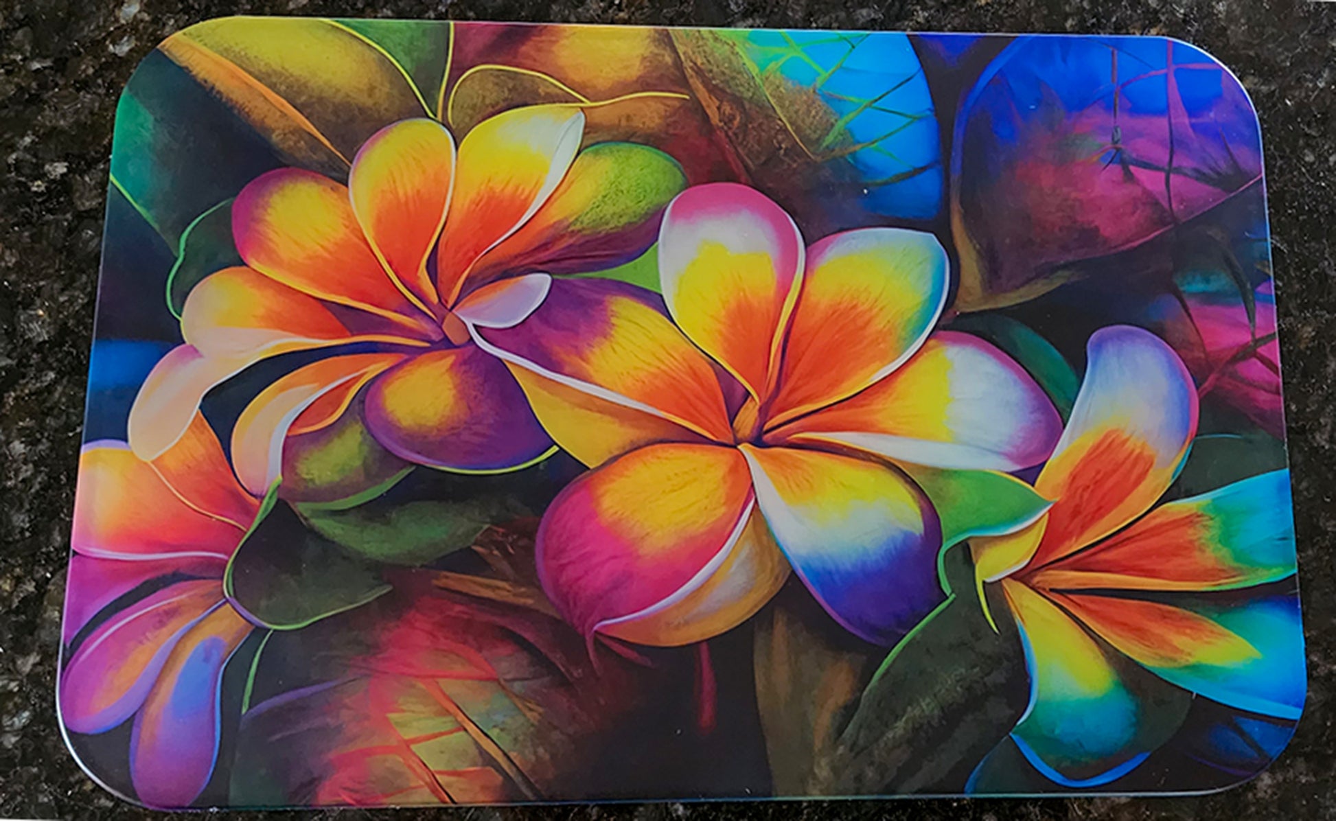 Coastal Plumeria Floral Decor Cutting Board image 1