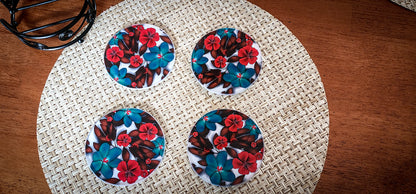 Red Poppy Glass Drink Coasters image 0
