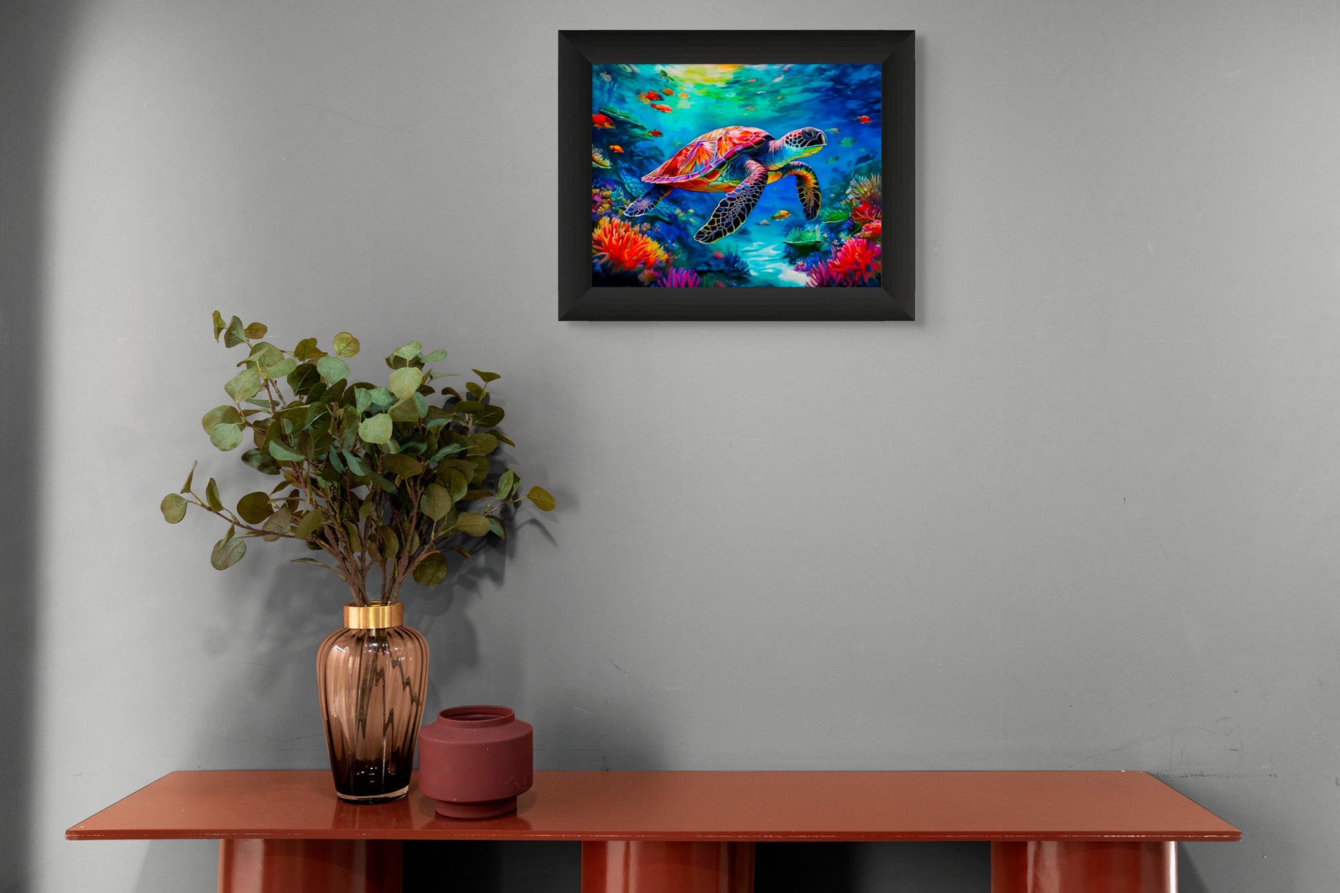 Tropical Oasis: Red Sea Turtle among the Coral Reef image 3