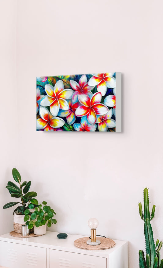 Plumeria Bliss - Tropical Floral Art - Vibrant and colorful plumeria flower art image 0