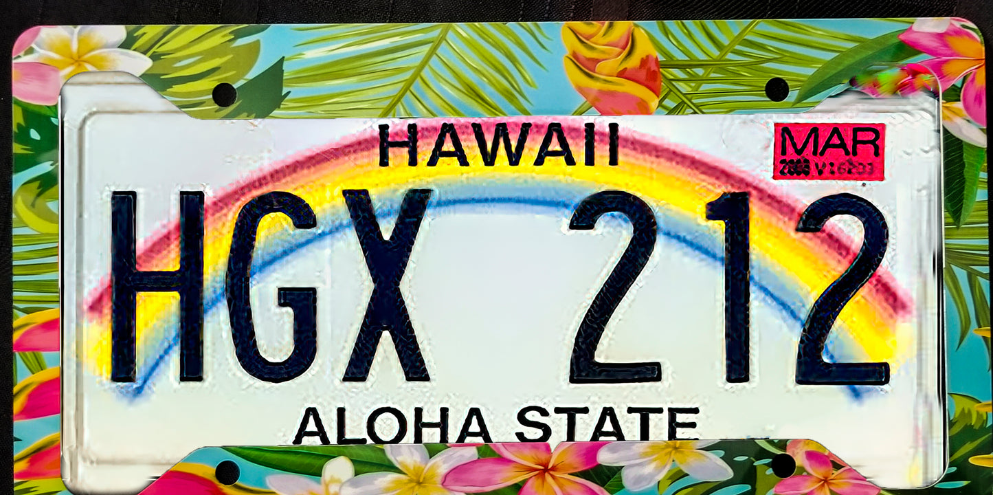 Red Plumeria Tropical License Plate Cove image 4