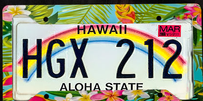 Red Plumeria Tropical License Plate Cove image 4
