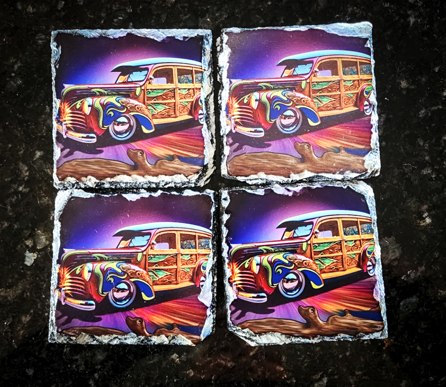 Woody Slate Rock Drink Coasters image 1