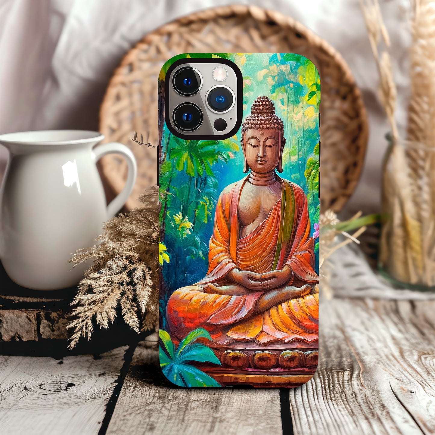 Tropical Meditation Buddha Phone Case - Leather or Rubber for iPhone & Samsung image 0