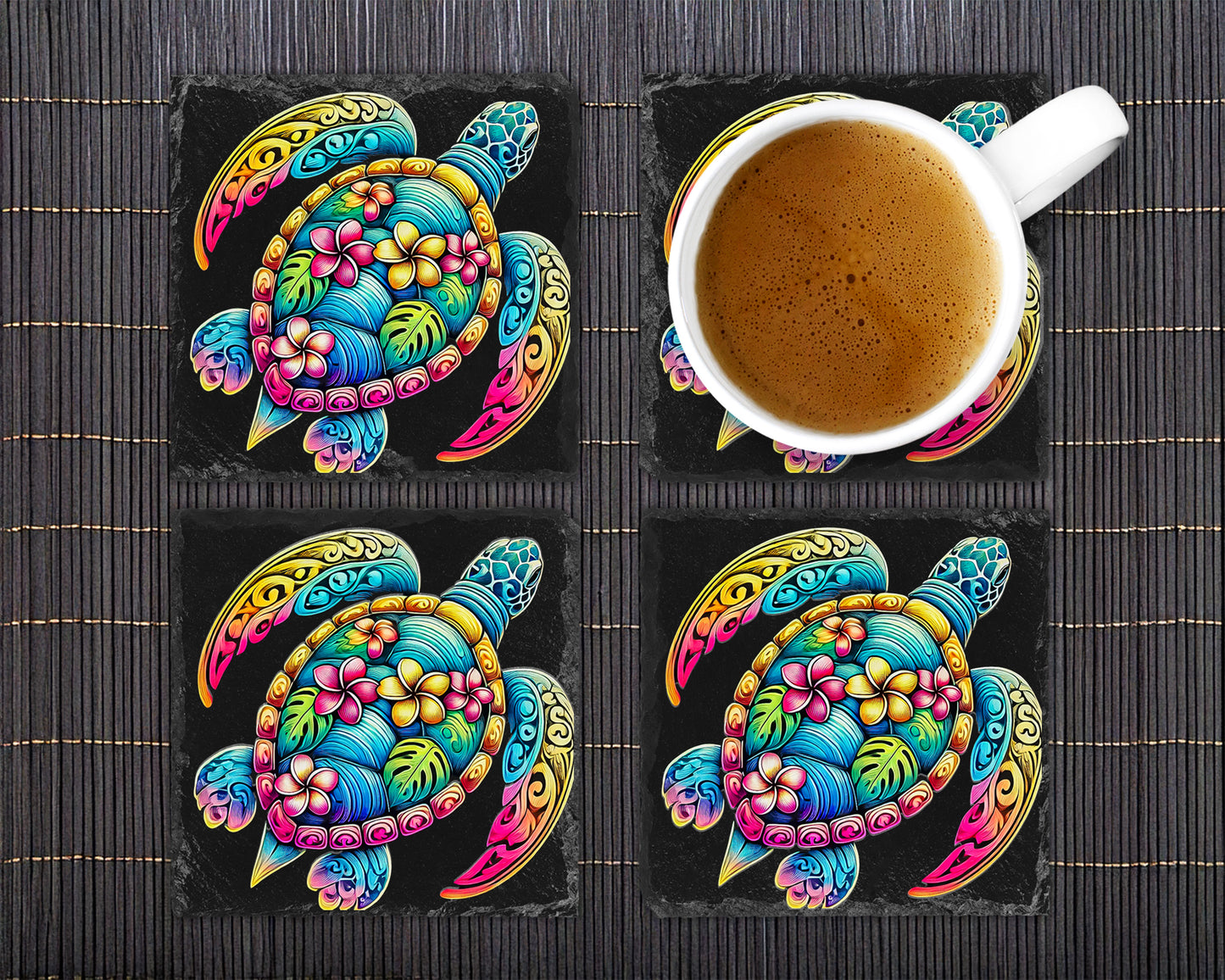 Vibrant Turtle Coaster Set - Stunning turtle design image 1