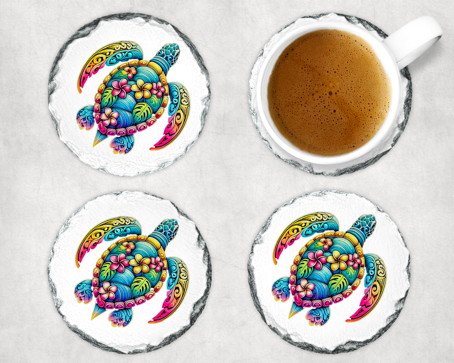 Vibrant Turtle Coaster Set - Stunning turtle design image 0