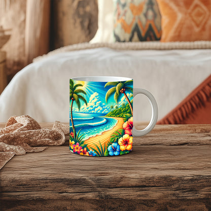 Tropical Paradise Beach Mug - Vibrant Coffee Mug image 0