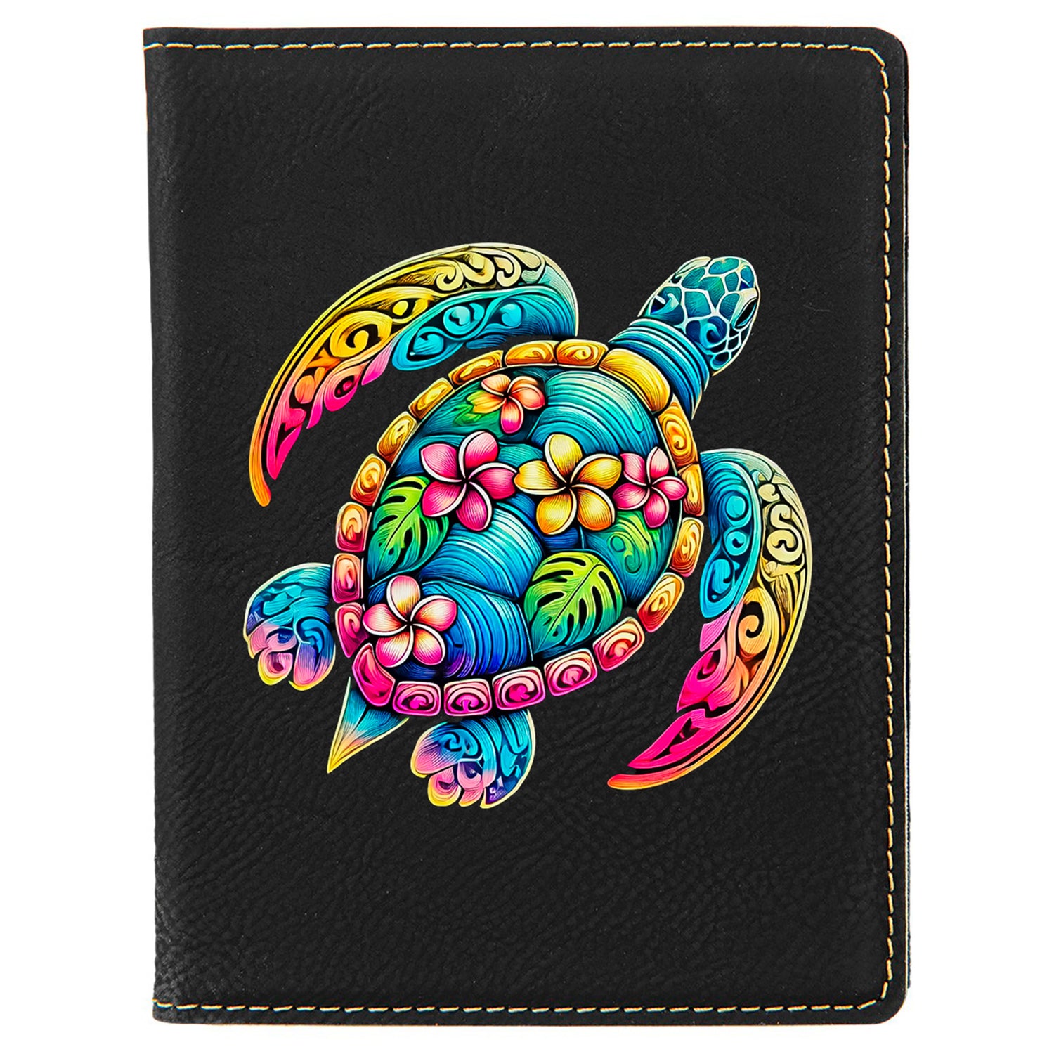 Plumeria Turtle Leatherette Passport Holder — primary product photo | Beach Hut Decor
