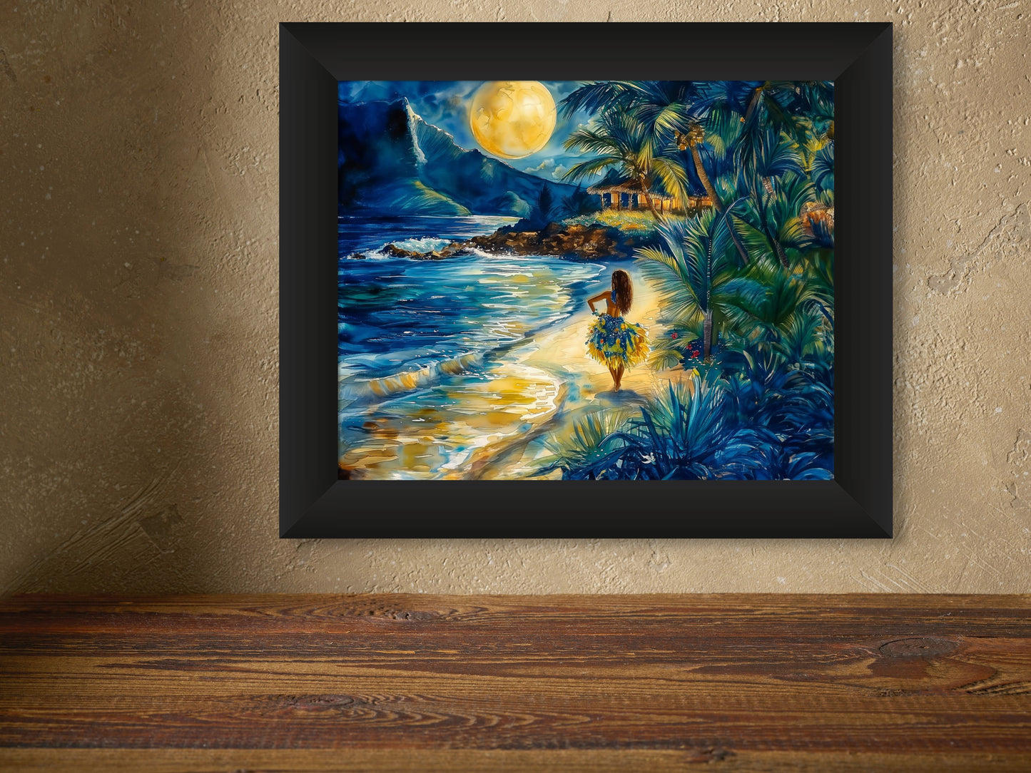 Gazing at the Moonlit Sky - Ceramic, Canvas,Metal, Acrylic image 1