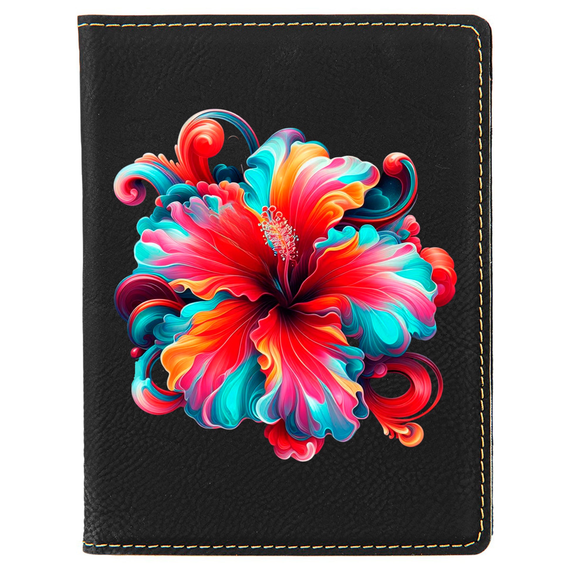 Hibiscus Leatherette Passport Holder – Vibrant and Durable Travel Organizer image 0