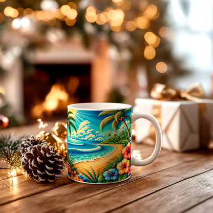 Tropical Paradise Beach Mug - Vibrant Coffee Mug image 1