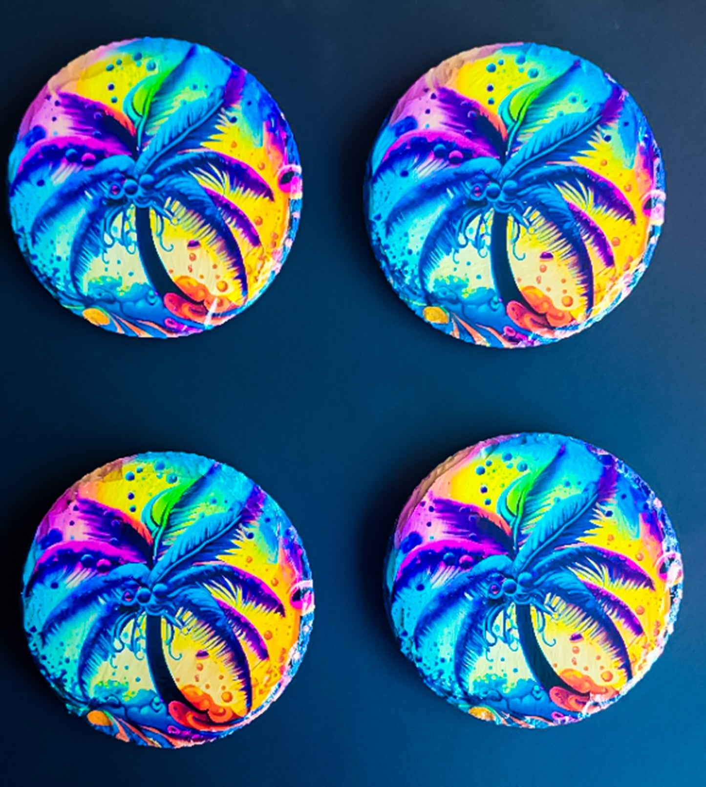 4 tropical drink coasters tropical tropical palm trees on a rock slate coaster, image 2