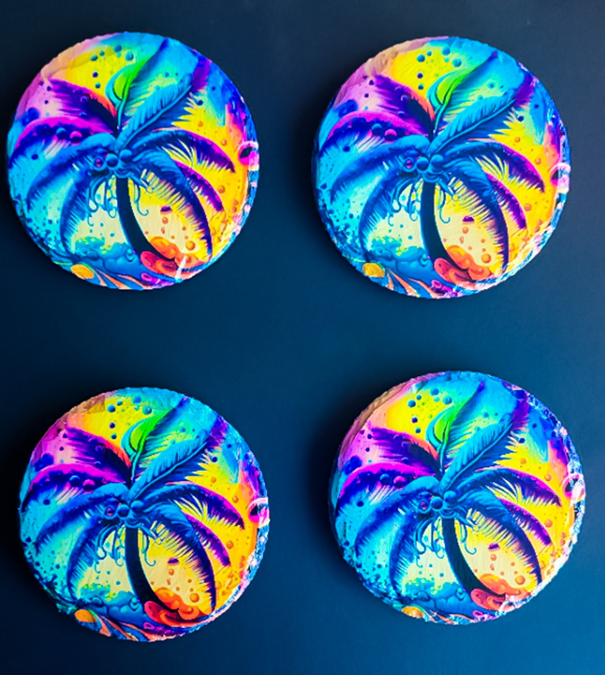 4 tropical drink coasters tropical tropical palm trees on a rock slate coaster, image 2