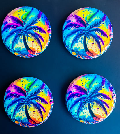 4 tropical drink coasters tropical tropical palm trees on a rock slate coaster, image 2