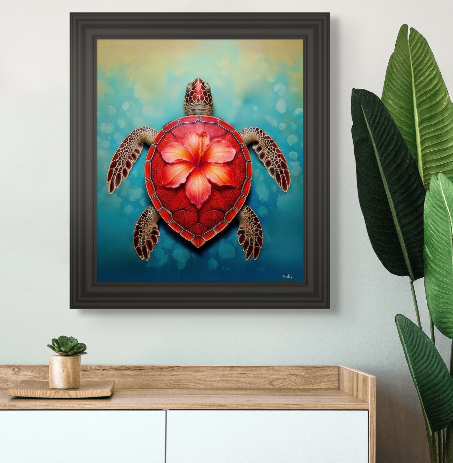 Bring the beauty of the ocean to your home with this captivating Red Sea Turtle image 1
