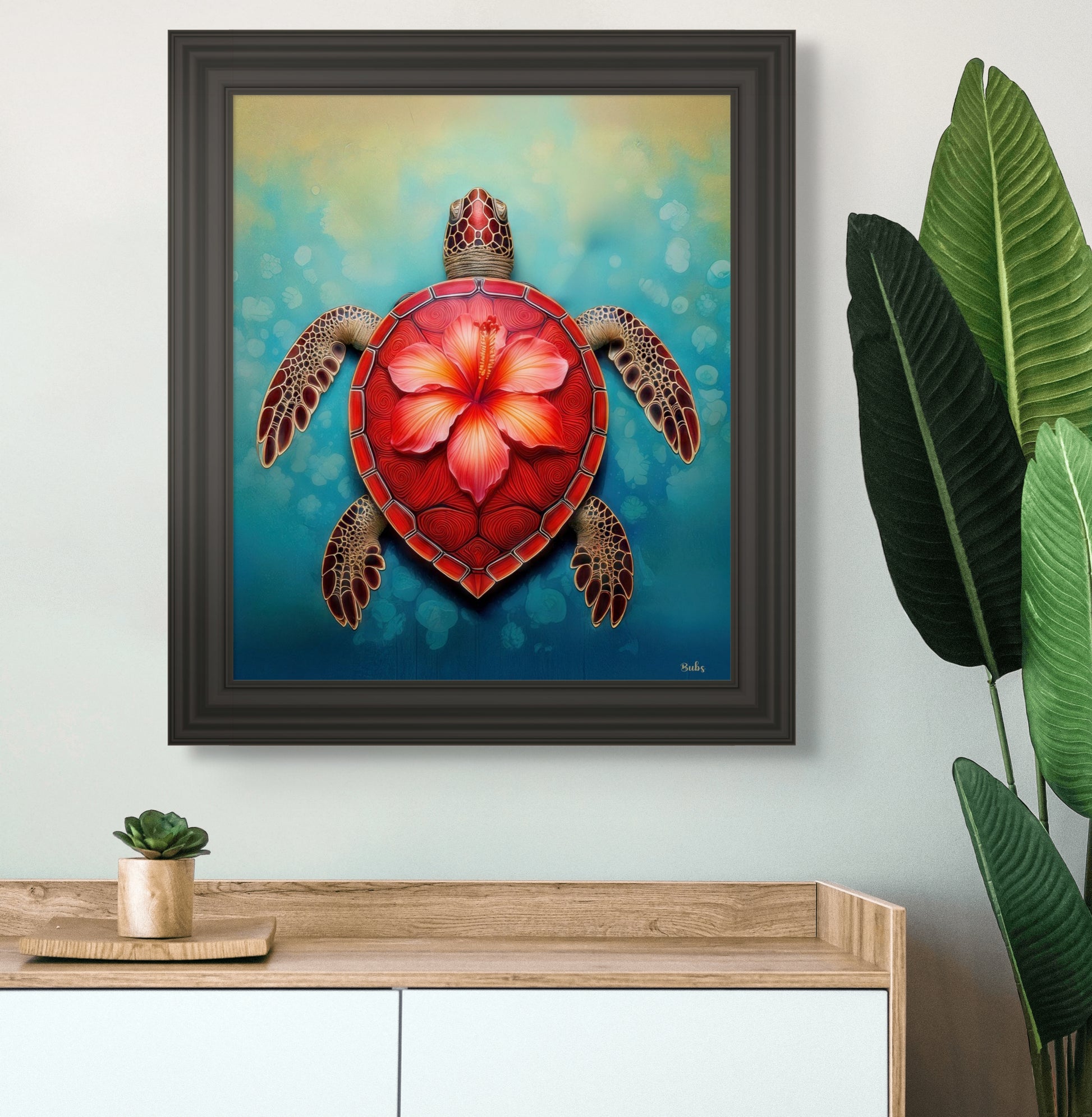 Bring the beauty of the ocean to your home with this captivating Red Sea Turtle image 1