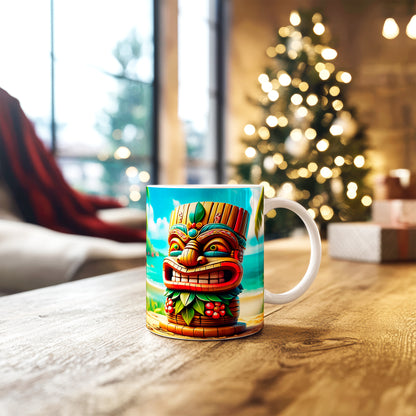 Tiki Mug - Vibrant and bold tropical tiki design coffee mug image 2