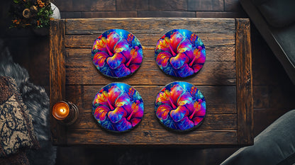 Tropical Hibiscus Slate Coaster image 0