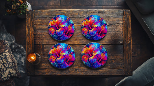 Tropical Hibiscus Slate Coaster image 0