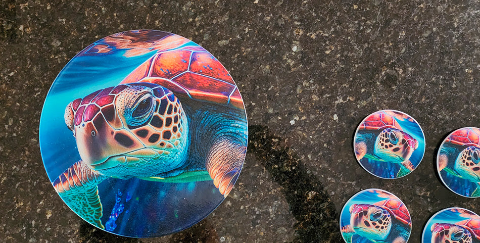 Red Turtle Glass 12" round Cutting Board image 2