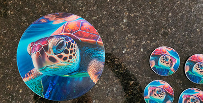 Red Turtle Glass 12" round Cutting Board image 2