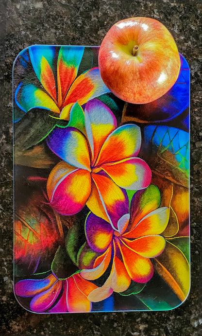 Coastal Plumeria Floral Decor Cutting Board image 2