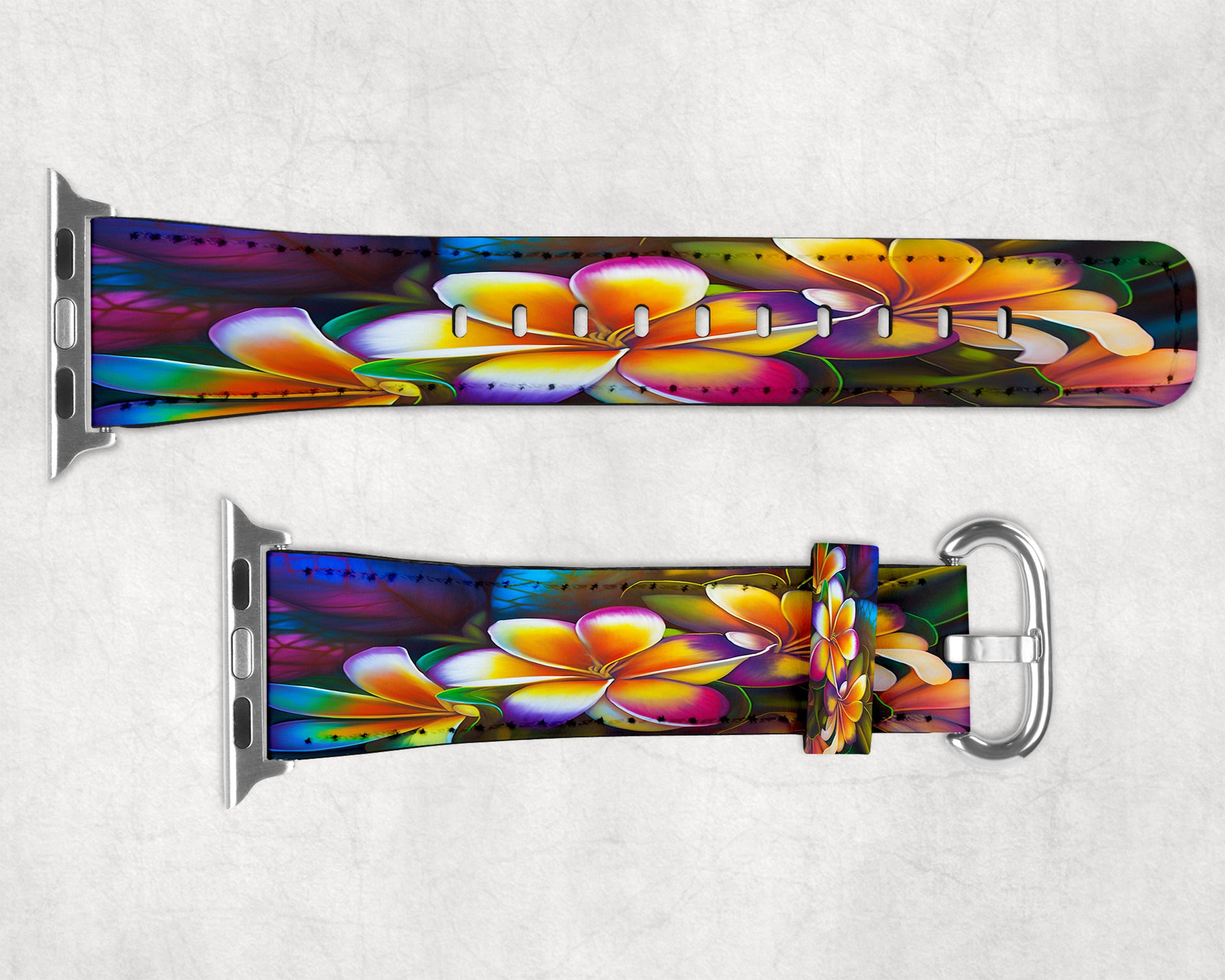 Tropical Floral Leather Watch Bands for Apple and Samsung image 2