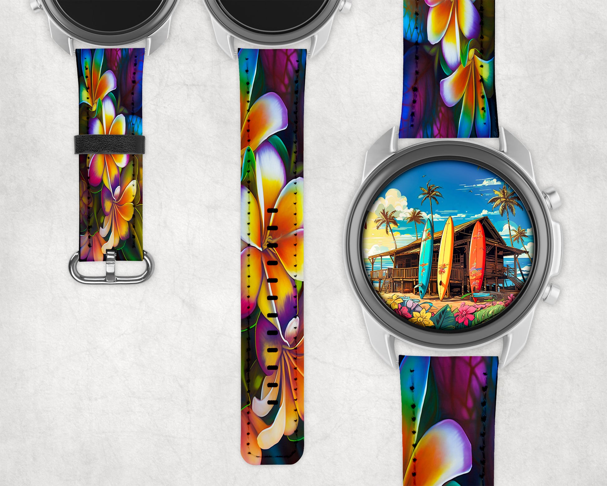 Tropical Floral Leather Watch Bands for Apple and Samsung image 3