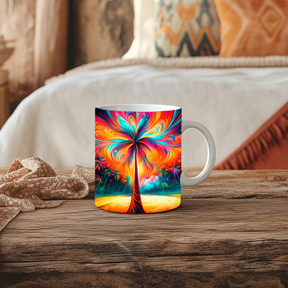 Vibrant Palm Swirl Mug - Bold and colorful coffee mug featuring a mesmerizing sw image 2