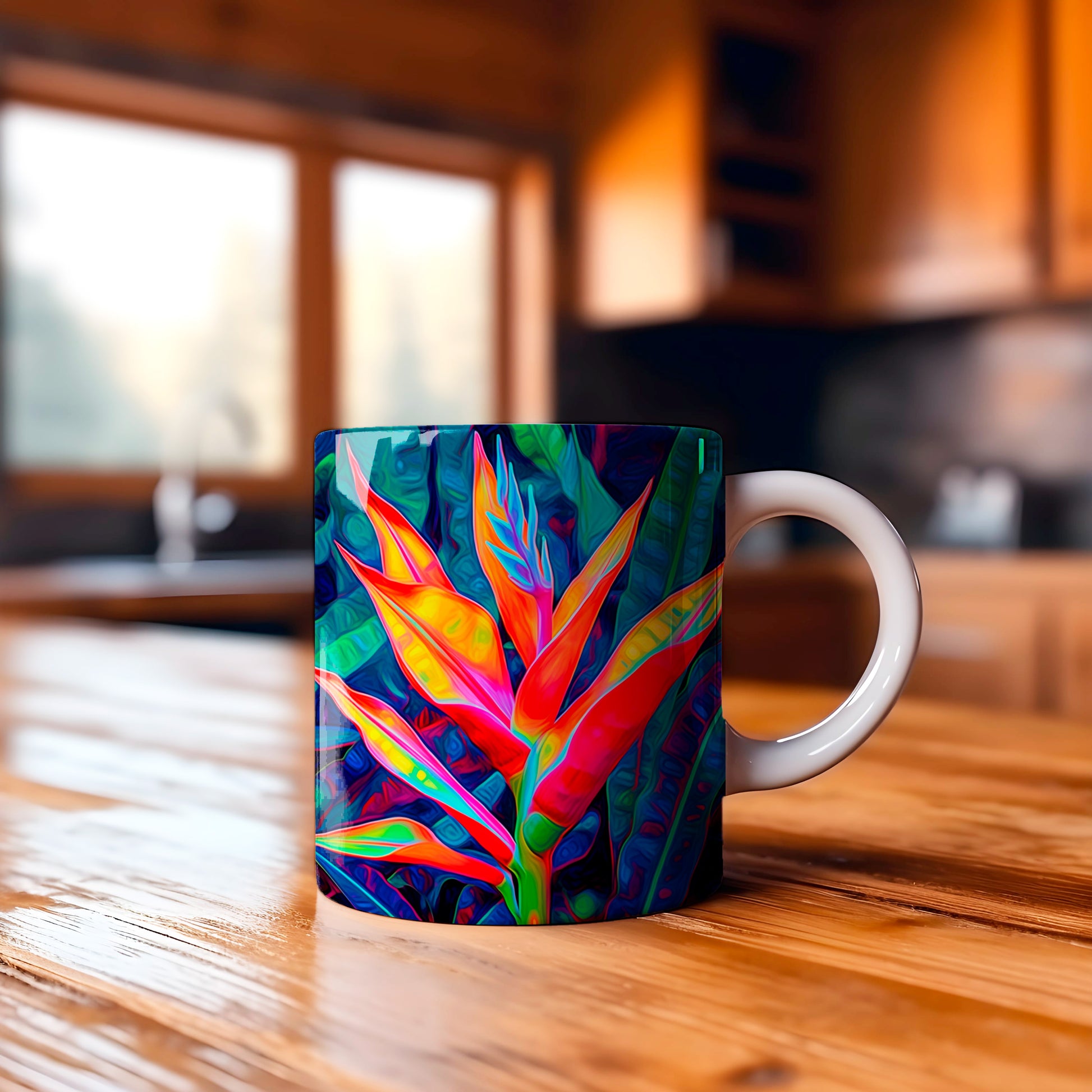 Tropical Heliconia Mug - Vibrant coffee mug featuring a bold tropical heliconia image 1