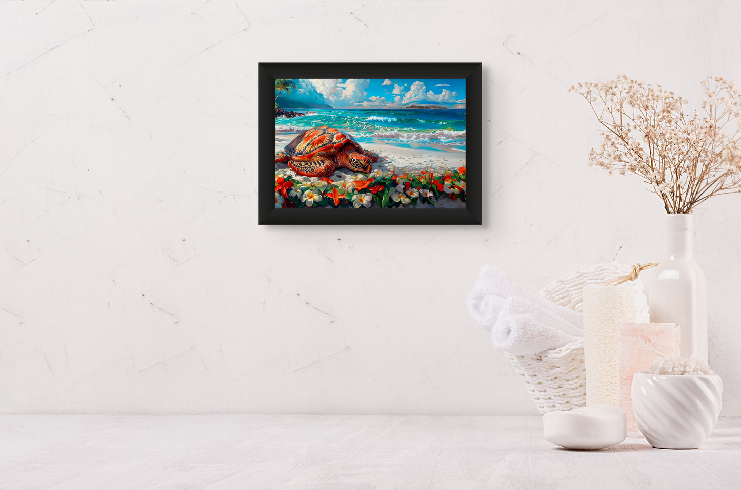 Sleeping Turtle on the Beach Wall Art image 2